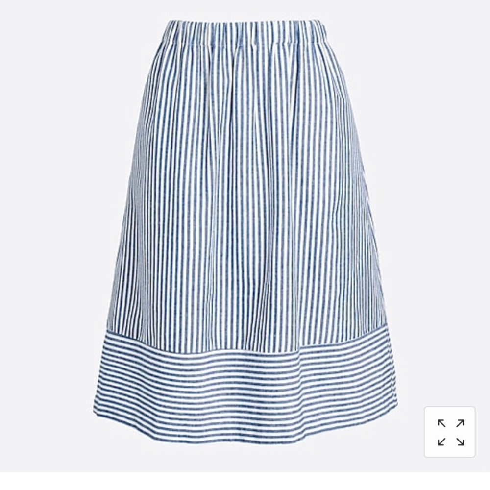JCrew striped cotton-linen midi skirt
